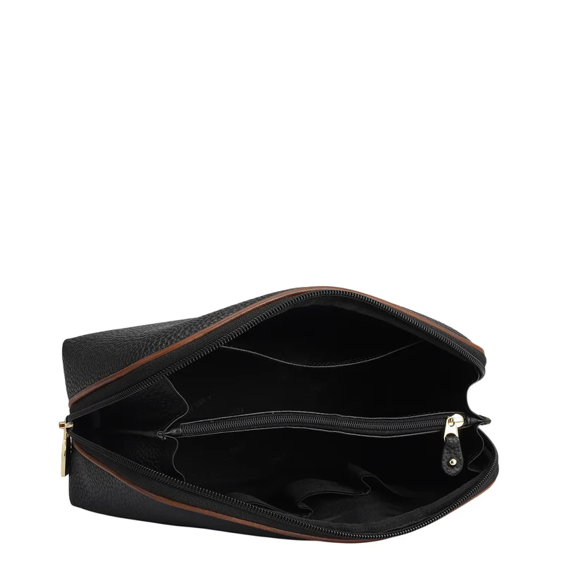 Da Milano Black Wax Leather Multi Pouch - Black  | Best Price UAE